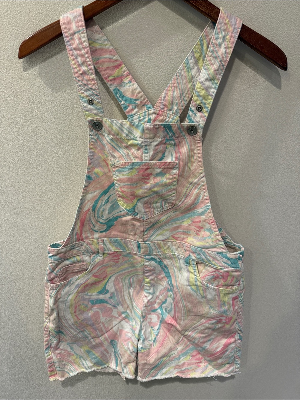 The Children's Place Pastel Marble-Print Short Overalls